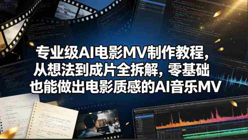 专业级AI电影MV制作教程，从想法到成片全拆解，零基础也能做出电影质感的AI音乐MV-网创资源
