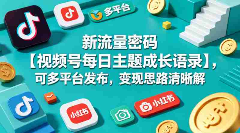 新流量密码【视频号每日主题成长语录】，可多平台发布，变现思路清晰-网创资源