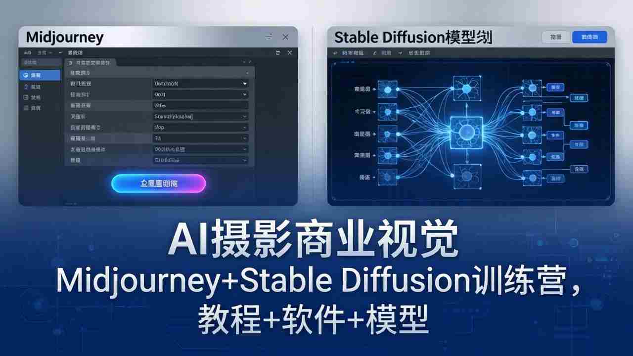 （18271期）AI摄影商业视觉Midjourney+Stable Diffusion训练营，教程+软件+模型-网创资源