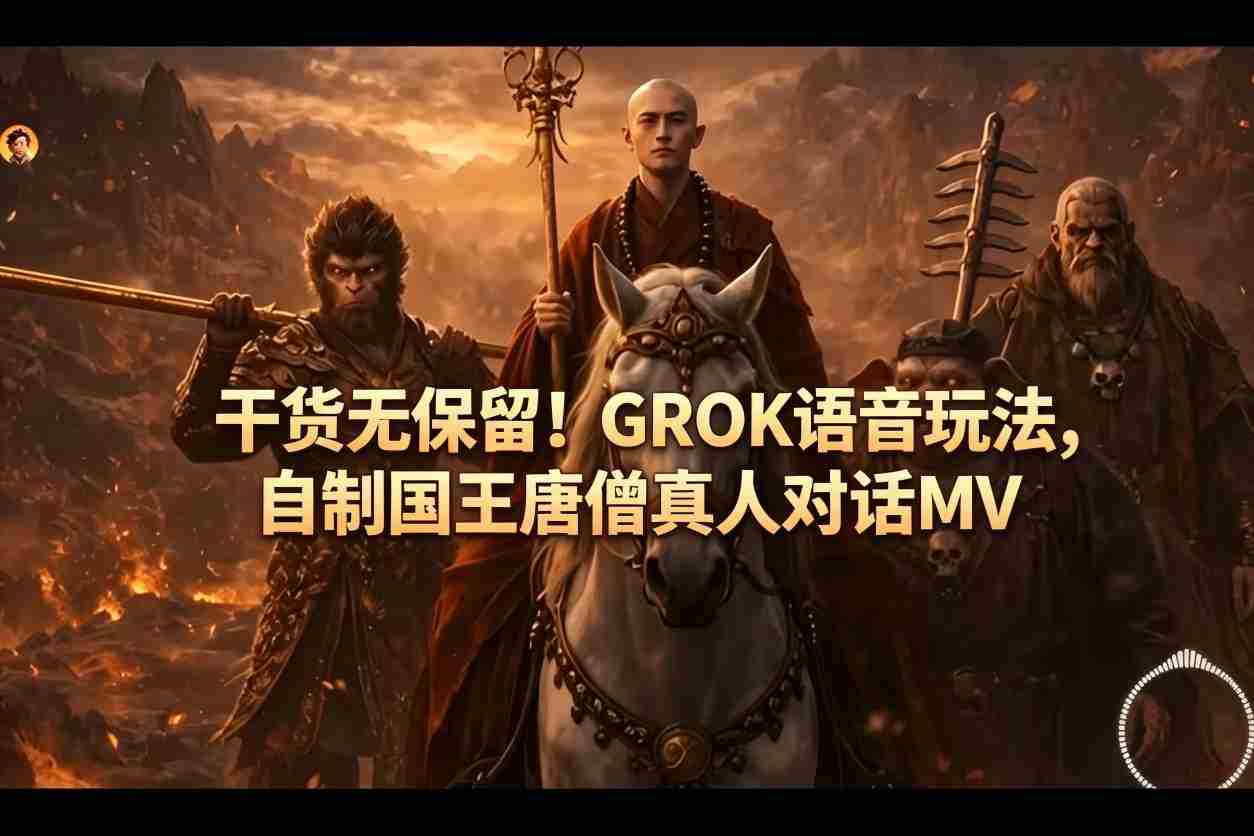 干货无保留！GROK语音玩法，自制国王唐僧真人对话MV-网创资源