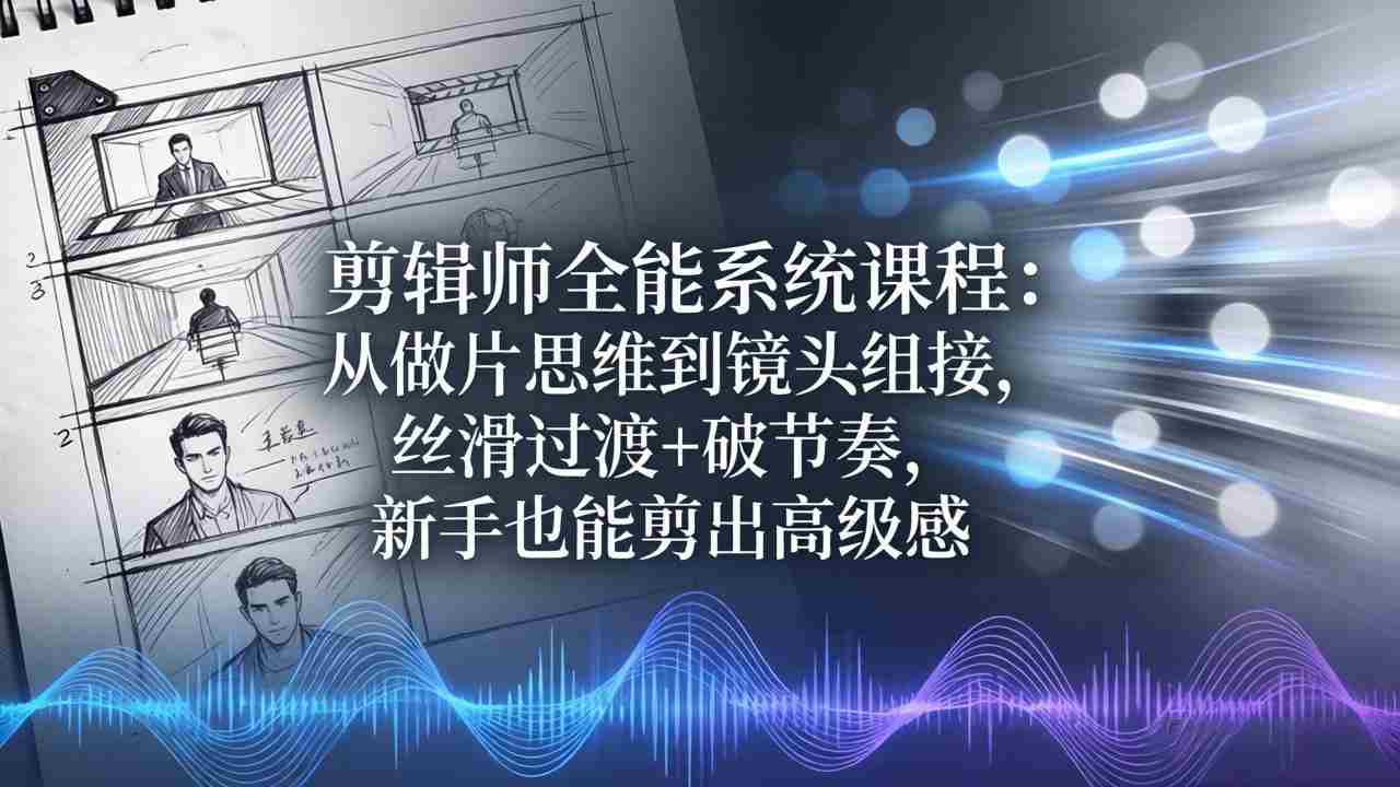 （18260期）剪辑师全能系统课程：从做片思维到镜头组接，丝滑过渡+破节奏，新手也能剪出高级感-网创资源