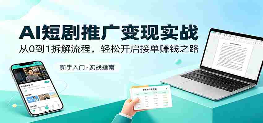 AI短剧推广变现实战：从0到1拆解流程，轻松开启接单赚钱之路-网创资源