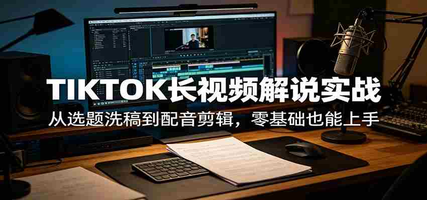 TIKTOK长视频解说实战：从选题洗稿到配音剪辑，零基础也能上手-网创资源