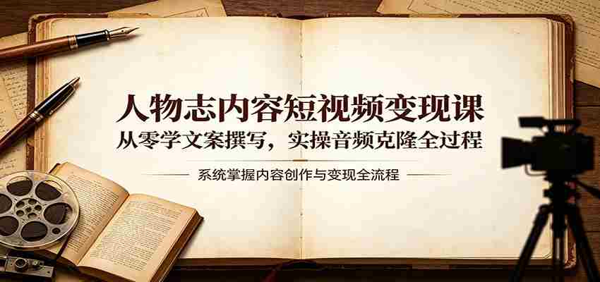 人物志内容短视频变现课：从零学文案撰写，实操音频克隆全过程-网创资源