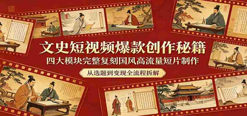文史短视频爆款创作秘籍：四大模块完整复刻国风高流量短片制作-网创资源