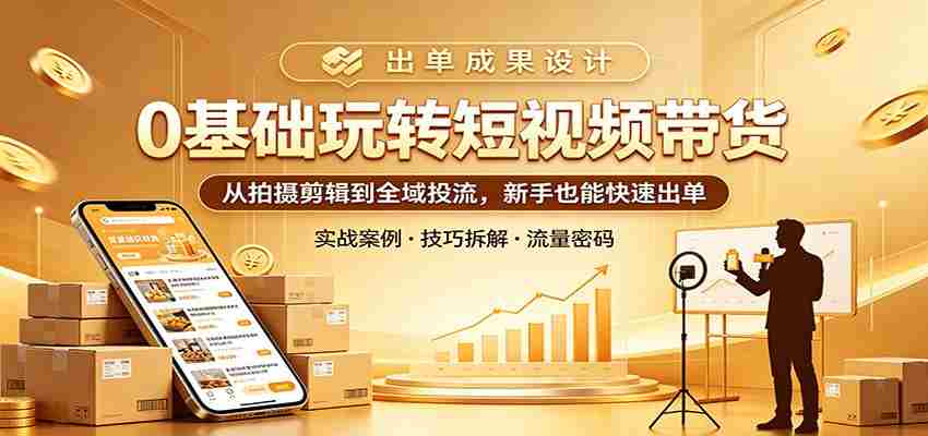 0基础玩转短视频带货：从拍摄剪辑到全域投流，新手也能快速出单-网创资源