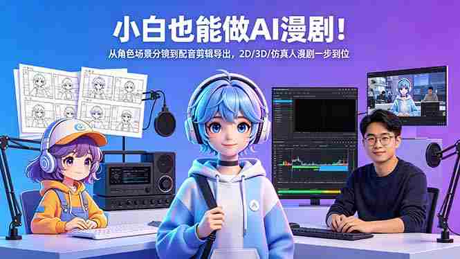 （18343期）小白也能做AI漫剧！从角色场景分镜到配音剪辑导出，2D/3D/仿真人漫剧一步到位-网创资源