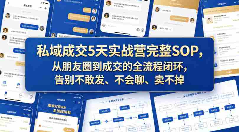 私域成交5天实战营完整SOP，从朋友圈到成交的全流程闭环，告别不敢发、不会聊、卖不掉-网创资源