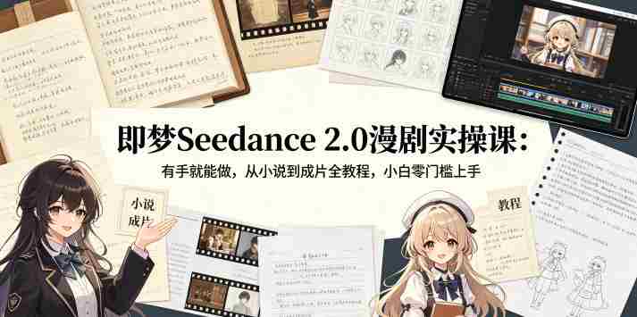即梦Seedance 2.0漫剧实操课：有手就能做，从小说到成片全教程，小白零门槛上手