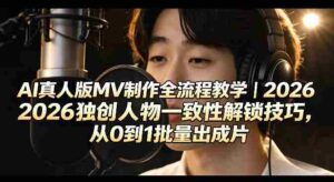 AI真人版MV制作全流程教学｜2026独创人物一致性解锁技巧，从0到1批量出成片-网创资源
