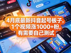 4月底最新抖音起号板子，1个视频涨1000+粉，有需要自己测试-网创资源