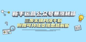 （14111期）初学者运营公众号疯涨秘笈，三步实际操作月涨千粉，附送可持续性转现构思分析-中创网_专注互联网创业,项目资源整合-网创资源