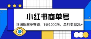 （14579期）小红书的商单号，详尽拆卸多跑道，7天1000粉，单月转现2k-中创网_专注互联网创业,项目资源整合-网创资源