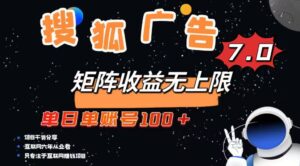 （14433期）全新搜狐网商业化变现新项目，单日单账户100 ，可引流矩阵放大化-网创资源
