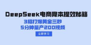 （14380期）DeepSeek电子商务降本提效秘笈：3招打穿黄金三秒，5min批量生产200短视频-网创资源
