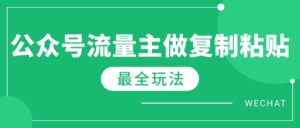 （14333期）全新详细Ai微信流量主热文游戏玩法，每天只要5min做拷贝，每月轻轻松松10000-网创资源
