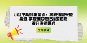 （14318期）小红书电商总流量课：揭密流量渠道方式,把握爆品手记拉流逻辑性,提升店铺曝出-网创资源