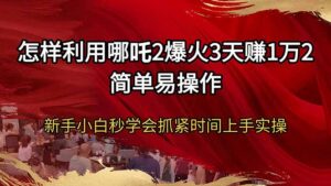 （14245期）怎么利用哪咤2爆红3天赚1万2简单易操作新手入门秒懂得尽早入门实际操作-网创资源