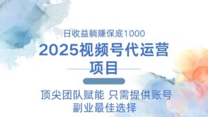 （14240期）2025微信视频号代运营公司 日躺着赚钱1000＋ 需要提供账户-网创资源