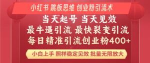 （14222期）小红书的 妙用梯子逻辑思维 每日暴力行为引流方法400＋精确自主创业粉 新手福利 实际效果打满…-网创资源