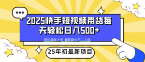 （14159期）2025年初最新项目快手视频短视频卖货轻轻松松日入500-网创资源