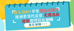 （14123期）日入500 京东商城可视化操作，短视频带货代运营公司，不用选款视频剪辑就能轻松躺着赚钱-网创资源