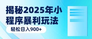 （14110期）揭密2025年微信小程序爆利游戏玩法：轻轻松松日入900-网创资源