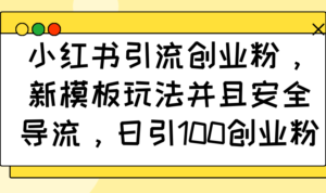 （14053期）小红书引流自主创业粉，新模版游戏玩法而且安全性引流，日引100自主创业粉-中创网_分享创业资讯_网络项目资源-网创资源