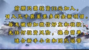 （14047期）早期仅需项目投资10元添加，日入好几千甚至更多的全新升级新项目。每日处于被动加微信好友好…-中创网_分享创业资讯_网络项目资源-网创资源
