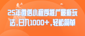（14032期）25年微信小程序推广最新玩法，日入1000+，轻松简单-中创网_分享创业资讯_网络项目资源-网创资源