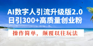 （14012期）AI数字人引流升级版2.0，日引300+高质量创业粉，操作简单，颠覆以往玩法-网创资源