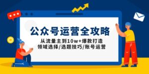 （13996期）公众号运营全攻略：从流量主到10w+爆款打造，领域选择/选题技巧/账号运营-网创资源