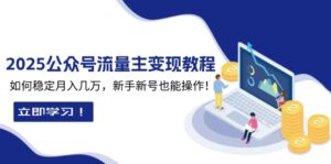 （13853期）2025众公号流量主变现教程：如何稳定月入几万，新手新号也能操作-网创资源