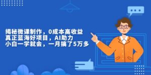 （13838期）揭秘微课制作，0成本高收益，真正蓝海好项目，AI助力，小白一学就会，…-网创资源