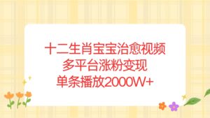 （13837期）十二生肖宝宝治愈视频，多平台涨粉变现，单条播放2000W+-网创资源