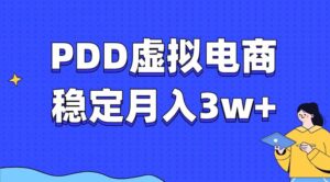 （13801期）PDD虚拟电商教程，稳定月入3w+，最适合普通人的电商项目-网创资源