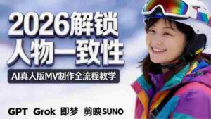 （18353期）2026独创解锁人物一致性：AI真人版MV制作，不讲空话，不拼概念，全流程实操-网创资源