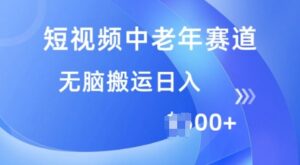 短视频中老年人跑道，使用方便，全平台盈利，没脑子运送日入好几张-网创资源