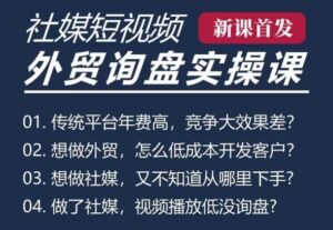 五大社媒·短视频获客线上课(TK/INS/FB/YTB/视频号)，B2B外贸工厂短视频线上班-网创资源