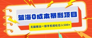 蓝海0成本暴利项目，小红书卖合同模板，无脑搬运一部手机轻松日入5张-网创资源