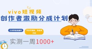 vivo短视频全新玩法，不会被查的ai三农赛道，日入2张-网创资源