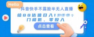 快手不露脸半无人直播，给QQ估值日入多张，门槛低、零投入-网创资源
