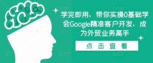 学完即用，带你实操0基础学会Google精准客户开发，成为外贸业务高手-网创资源