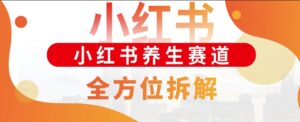 小红书养生赛道全方位玩法拆解，小白可做，轻松月入过w-网创资源