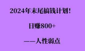 2024年末尾搞钱计划，男粉项目，人性弱点，日入多张-网创资源