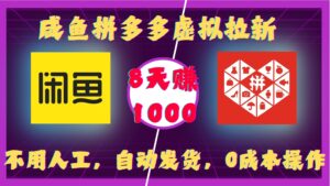 咸鱼拼多多虚拟拉新，不用人工，自动发货，0成本操作，8天收益1k-网创资源