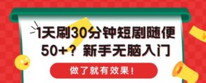 1天刷30分钟短剧随便50+?新手无脑入门，做了就有效果!-网创资源