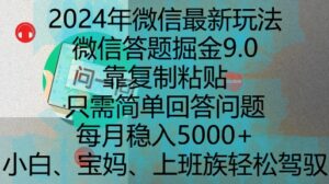 2024年微信最新玩法，微信答题掘金9.0玩法出炉，靠复制粘贴，只需简单回答问题，每月稳入5k【揭秘】-网创资源