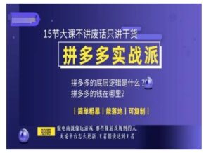 朋哥电商(拼多多实战派)，15节大课不讲废话只讲干货，简单粗暴 能落地 可复制-网创资源