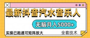 （13753期）抖音汽水音乐人计划无脑月入5000+操作简单实操已落地-网创资源